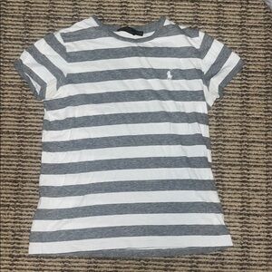 Polo by Ralph Lauren Gray and White Striped Short Sleeve Tee